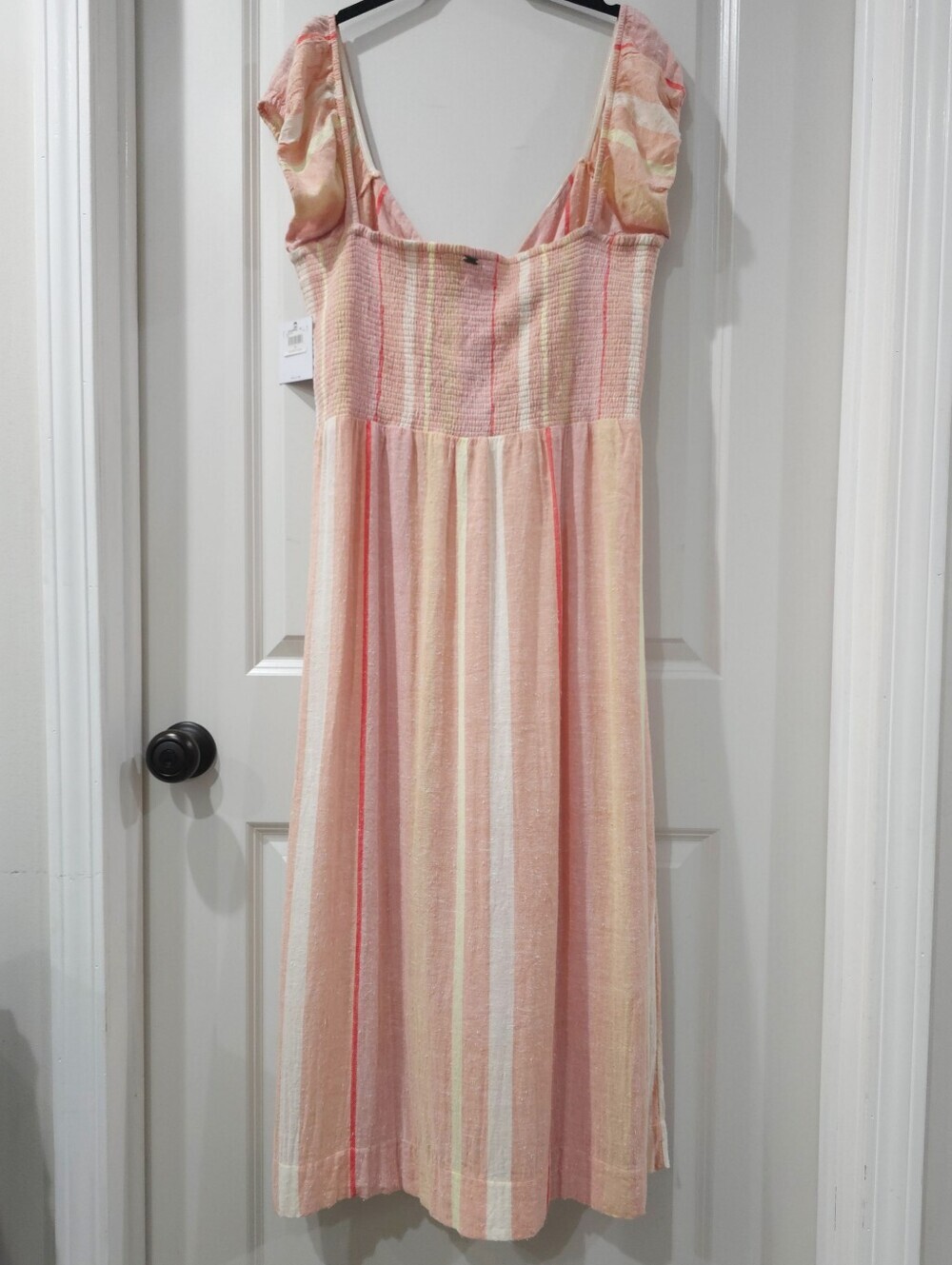 ONEILL Coastal Boho Stripe Tie Button Front Midi Dress – Resort Chic Romantic 1X - Picture 13 of 15